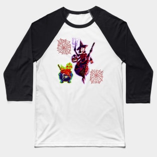 Halloween Vampire Spider Witch Pattern Baseball T-Shirt